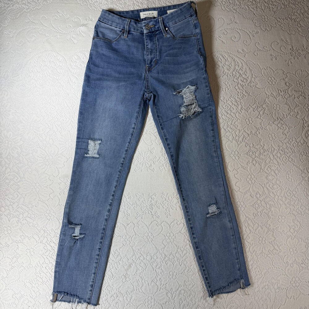 PacSun Push Up Jegging Jeans Womens 24 Blue High Rise Distressed Stretch Denim